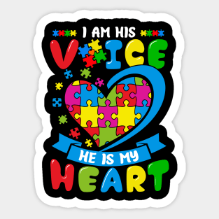 I Am His Voice He Is My Heart Autism Awareness Sticker